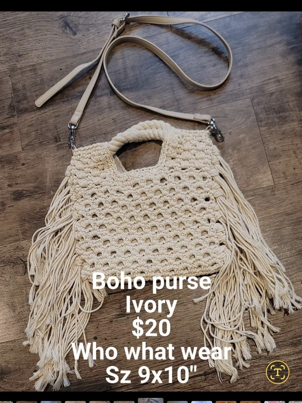 Who What Wear Ivory Crochet Fringe Crossbody Bag